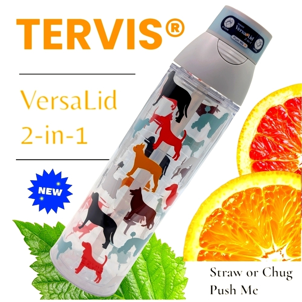 Tervis VersaLid™ - Multicolor Dog Fun 24oz Straw or Chug Lite BPA Free Bottle